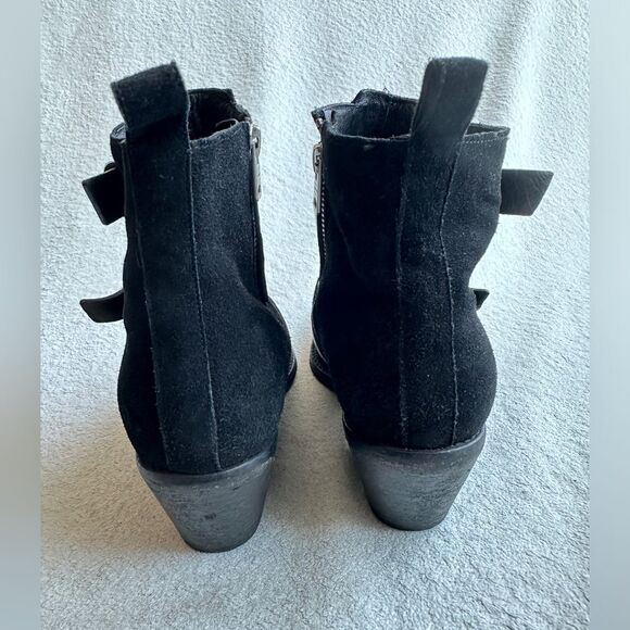 ALLSAINTS Lulu Triple Buckle Ankle Boot size 39 US 9 Black suede leather straps - Picture 8 of 13